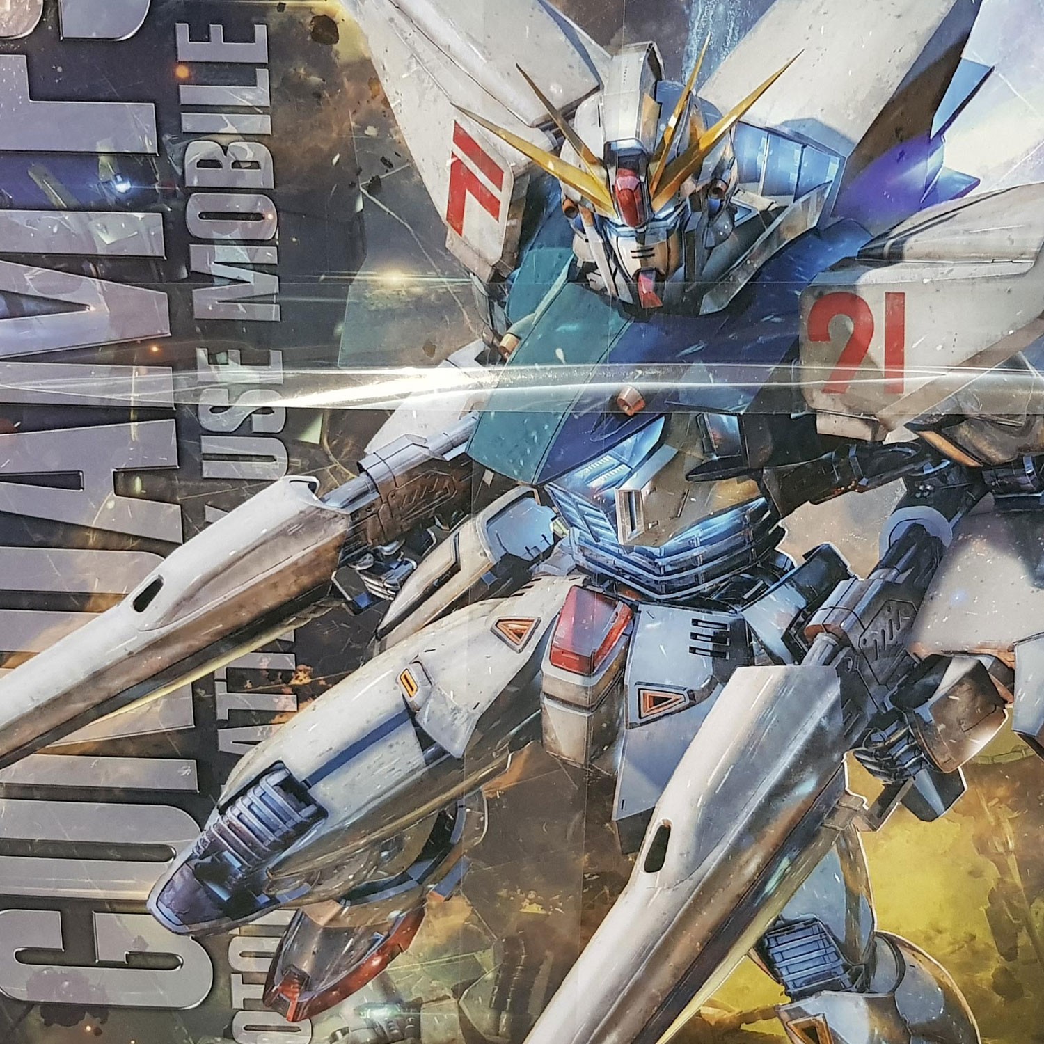 Photographie de la boîte de maquette représentant le MG Gundam F91, un modèle Master Grade 1/100 inspiré du célèbre F91 Gundam F91.